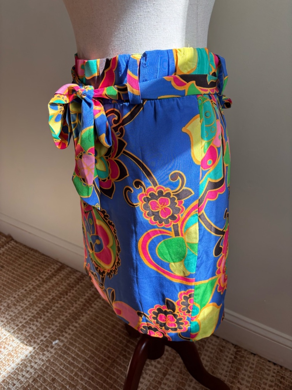 Lilly Pulitzer Anamaria Silk Straight Skirt Starry Blue Drama Queen S - Picture 4 of 6